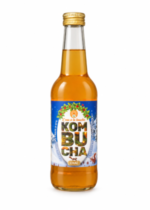Kombucha Kombuchaï L’eau à la bouche, bouteille 33 cl sur fond blanc